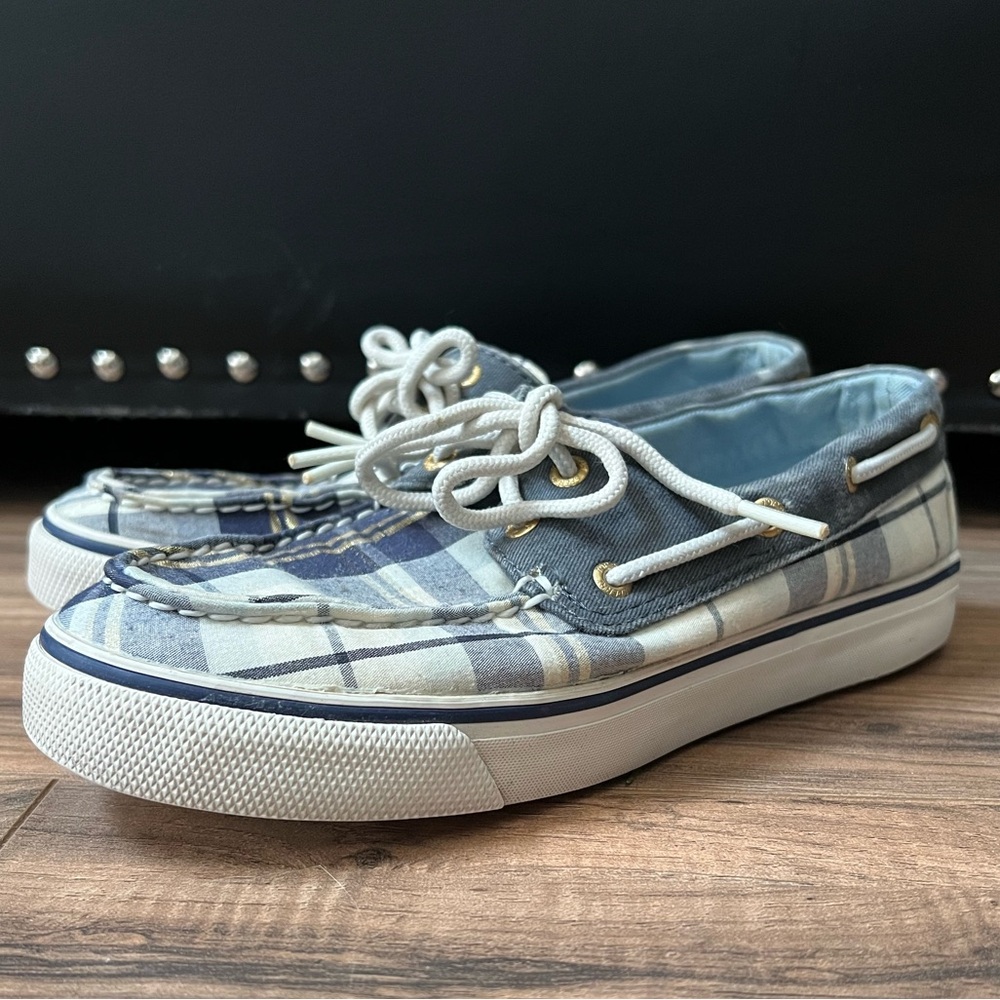 Women’s Sperry Blue Plaid Top-Siders - Picture 2 of 14